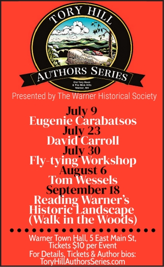 Tickets 10 Per Event, Tory Hill Author Series, Warner, NH