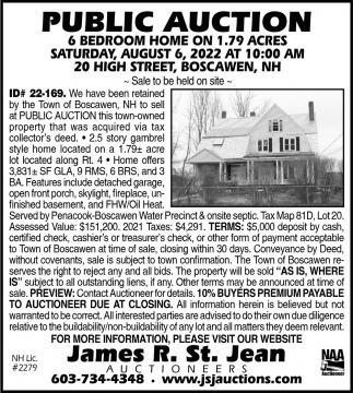 Public Auction, James R. St. Jean Auctioneers, Epping, NH