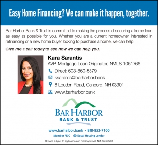 Easy Home Financing? We Can Make It Happen, Together, Bar Harbor Bank