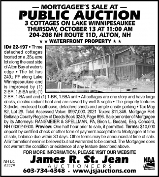 Public Auction, James R. St. Jean Auctioneers, Epping, NH