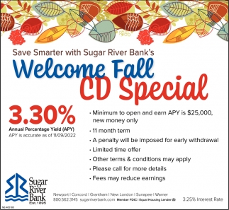 Fall CD Special, Sugar River Bank, Concord, NH
