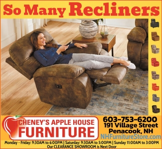 So Many Recliners, Cheney's Apple House Furniture, Boscawen, NH
