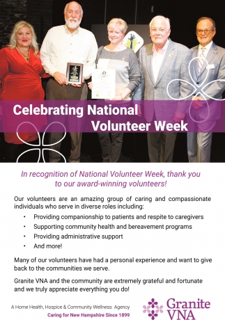 Celebrating National Volunteer Week, Granite VNA, Concord, NH