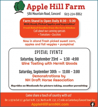 Special Events, Apple Hill Farm, Concord, NH
