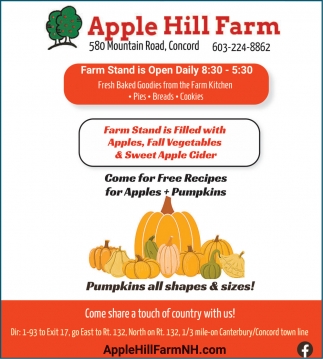 Farm Stand Is Open Daily, Apple Hill Farm, Concord, NH