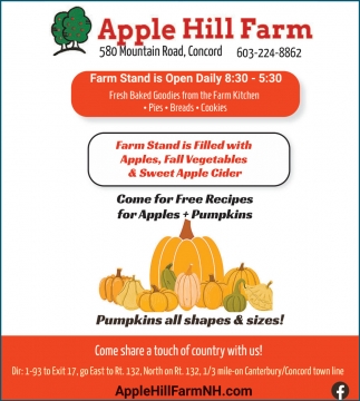 Farm Stand Is Open Daily, Apple Hill Farm, Concord, NH