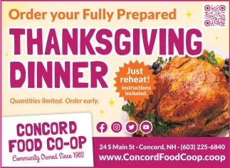 Thanksgiving Dinner, Concord Food Co-op, Concord, Nh