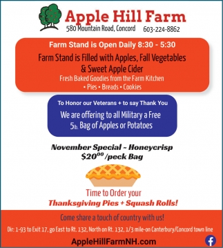 November Special, Apple Hill Farm, Concord, NH