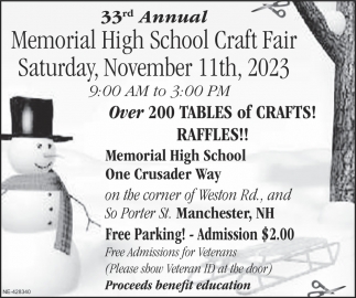 Over 200 Tables of Crafts!, 33st Annual Memorial High School Craft Fair