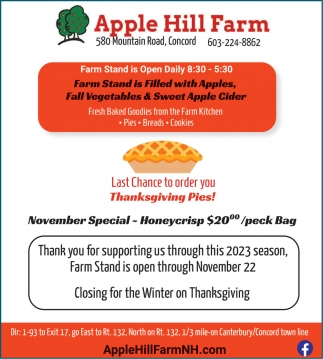 November Special, Apple Hill Farm, Concord, NH
