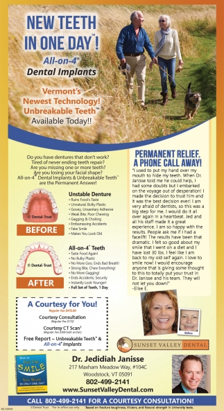 New Teeth In One Day!, Sunset Valley Dental, Woodstock, VT