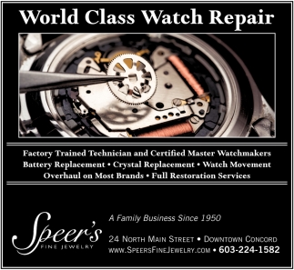 World Class Watch Repair Speer S Fine Jewelry Concord Nh