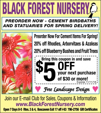 Bring This Coupon In And Save Black Forest Nursery Concord Nh