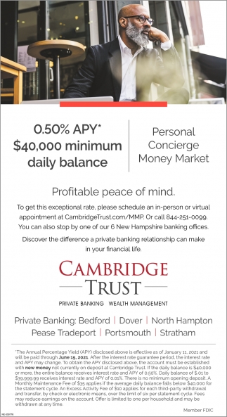 Personal Concierge Money Market Cambridge Trust Cambridge MA